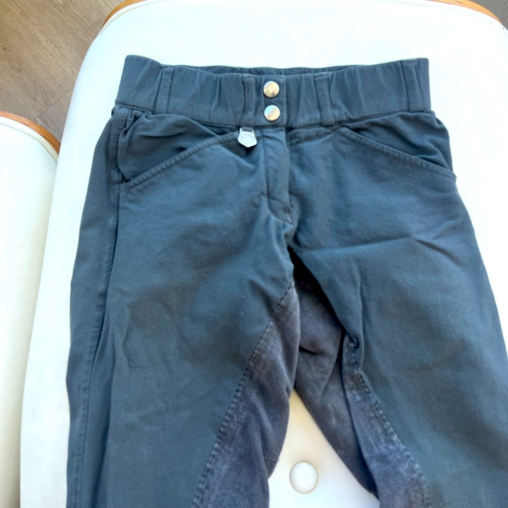 Gray equestrian full seat breeches